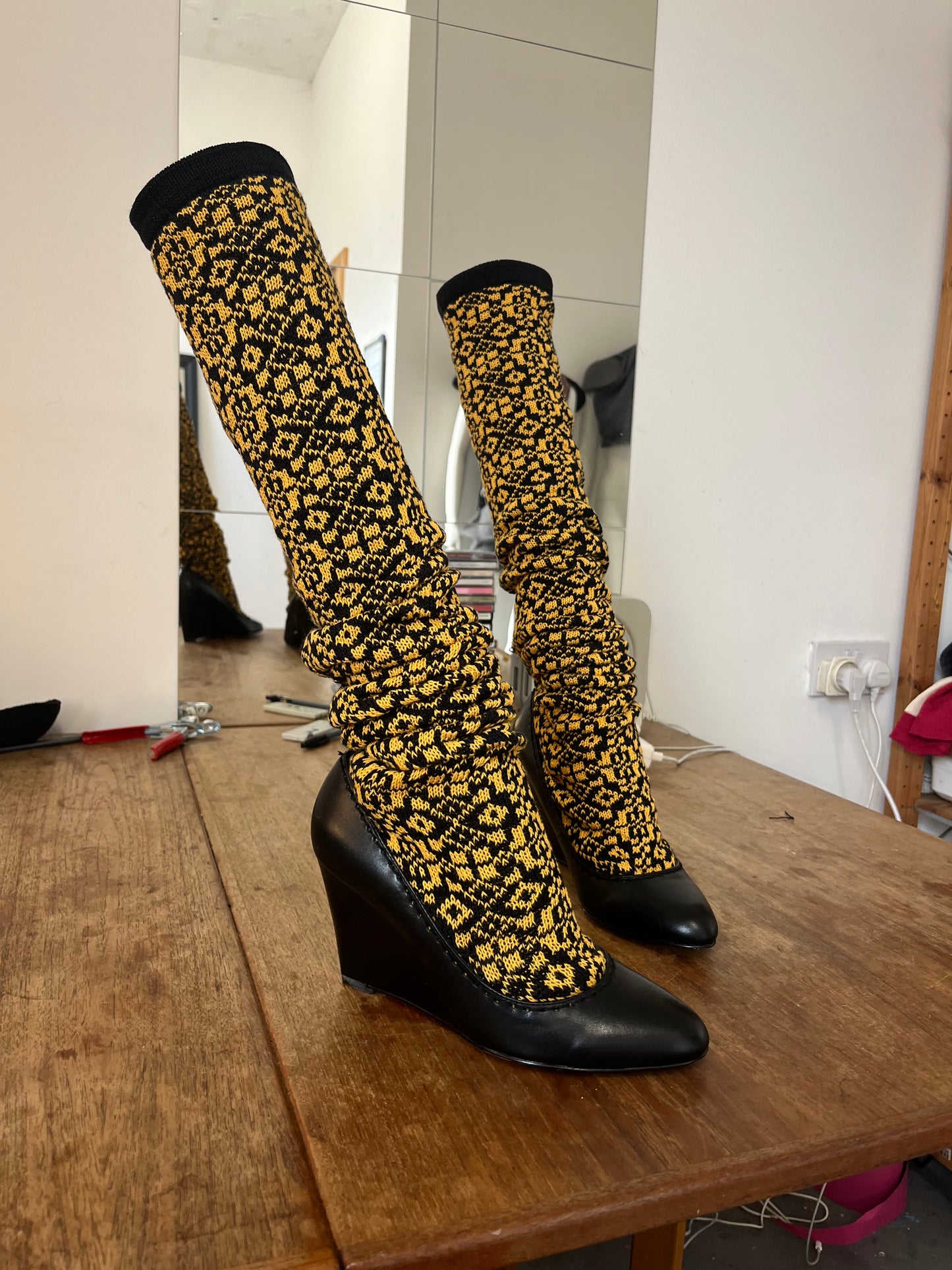 Cotton fairisle reworked boots