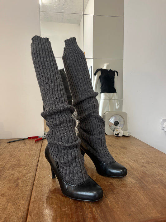 Reworked sock boots - grey rib