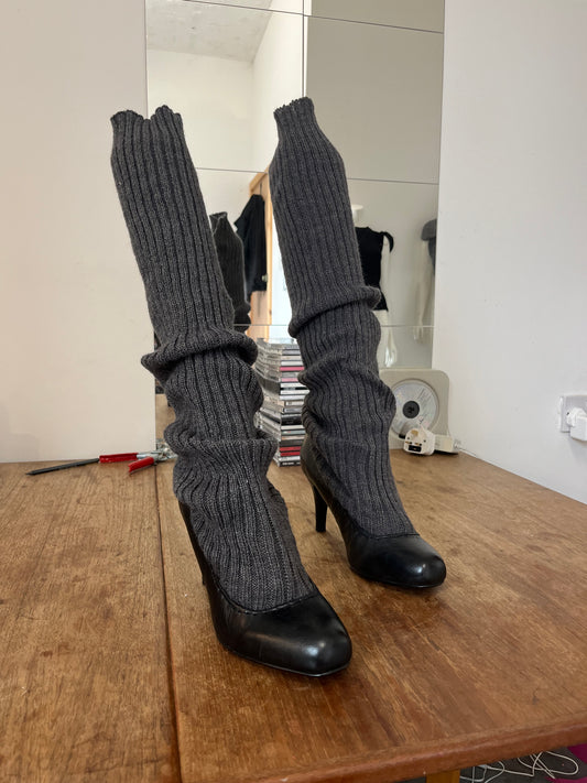 Reworked sock boots - grey rib