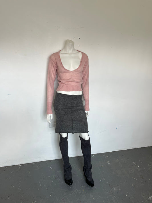 Recycled wool slit pencil skirt