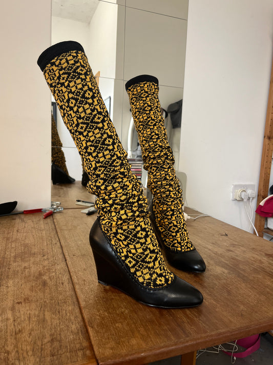 Cotton fairisle reworked boots