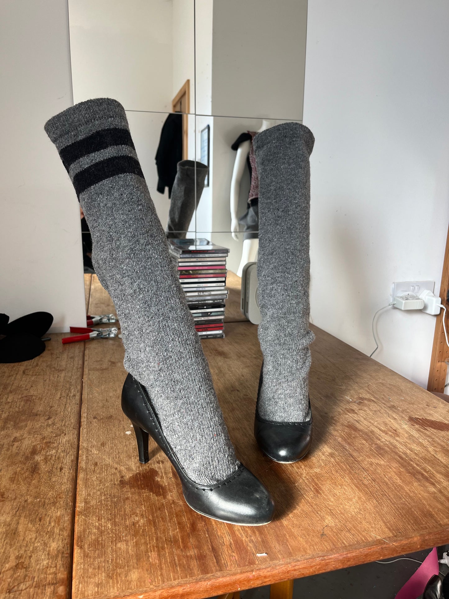 Reworked sock boots - grey