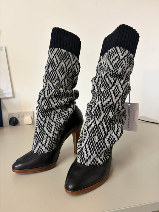 Reworked Fair Isle knit boots