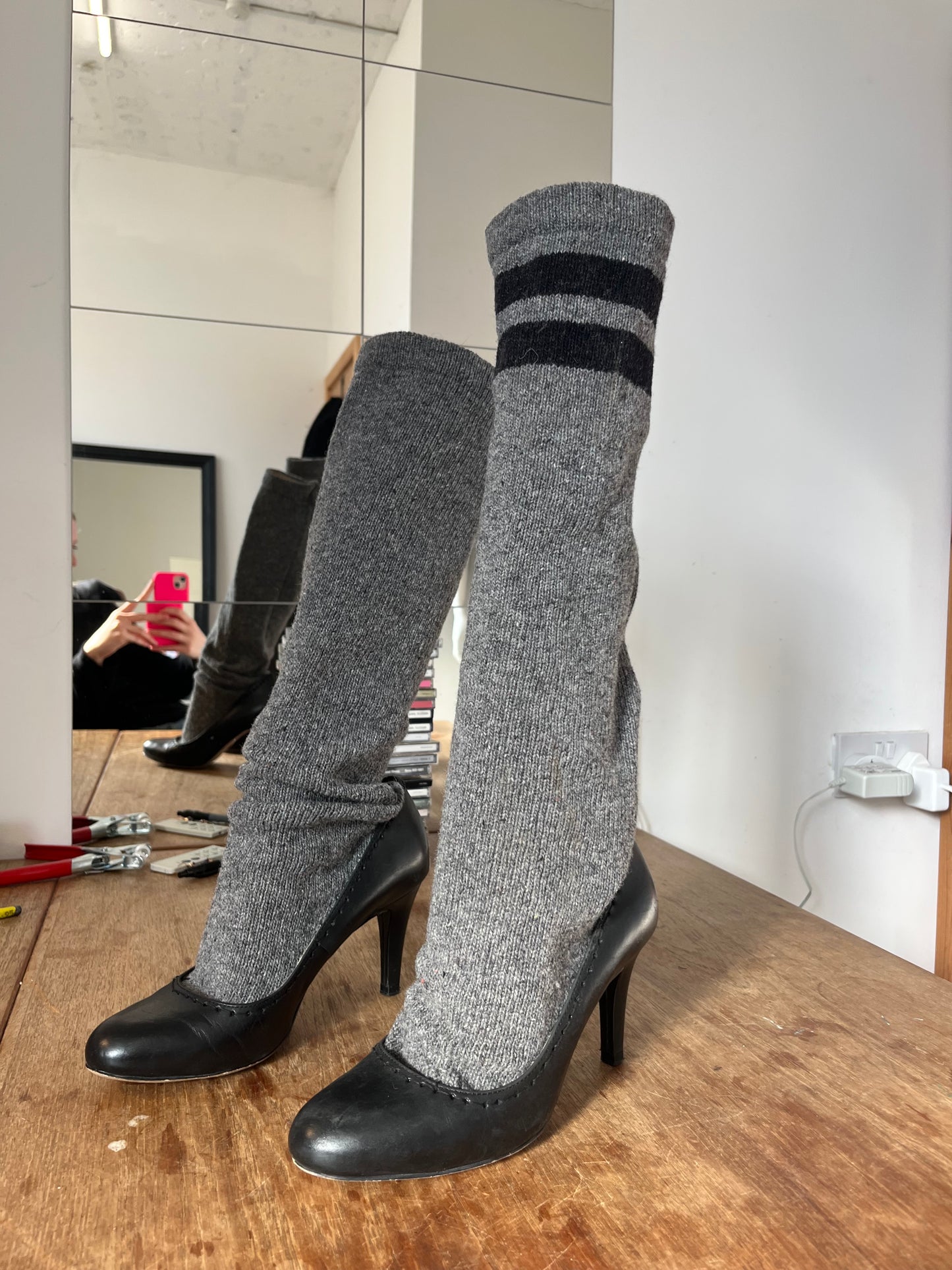 Reworked sock boots - grey