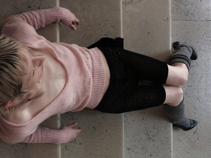 Lace ruffle pencil skirt