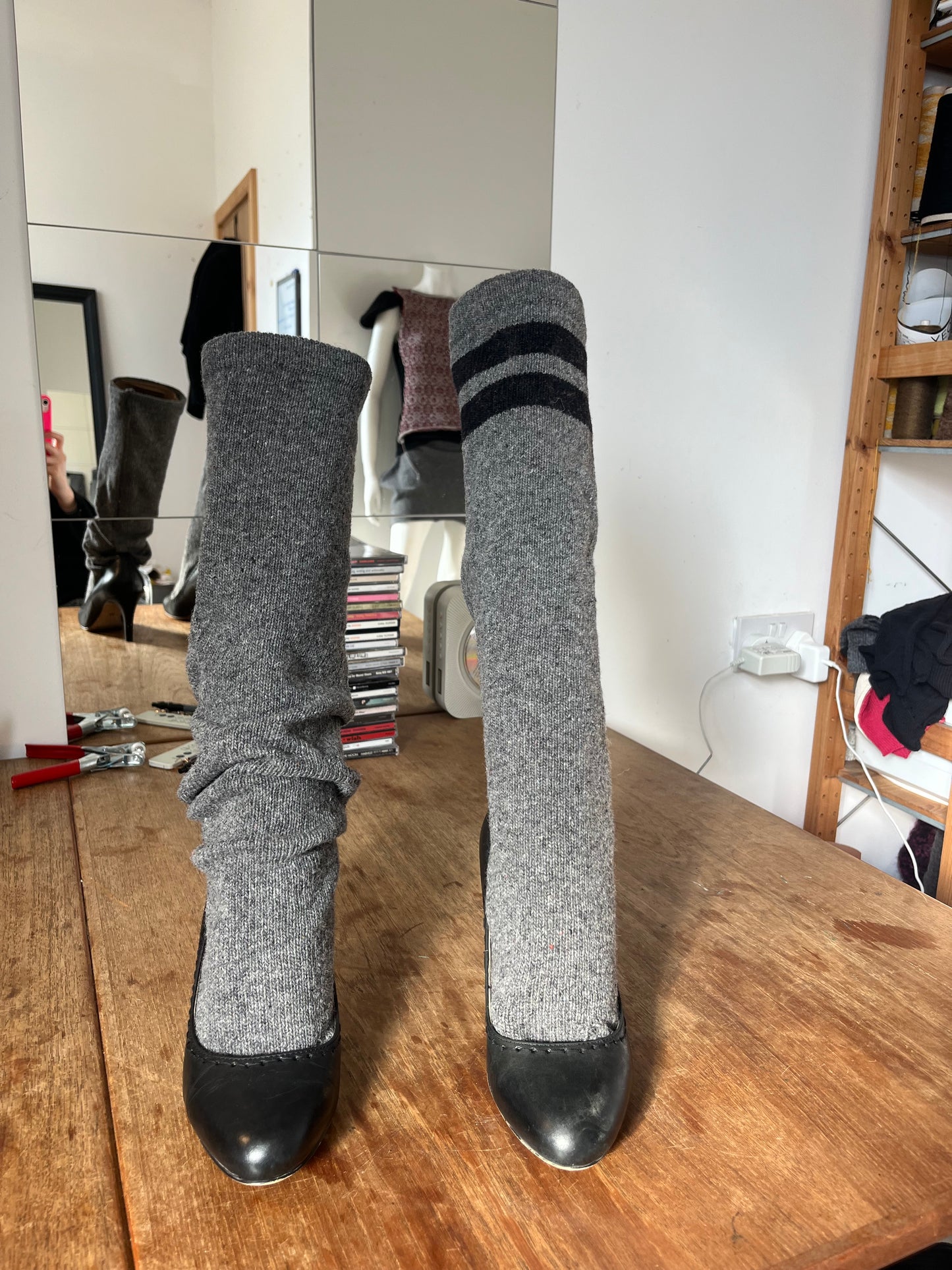 Reworked sock boots - grey