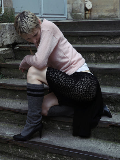 Lace ruffle pencil skirt