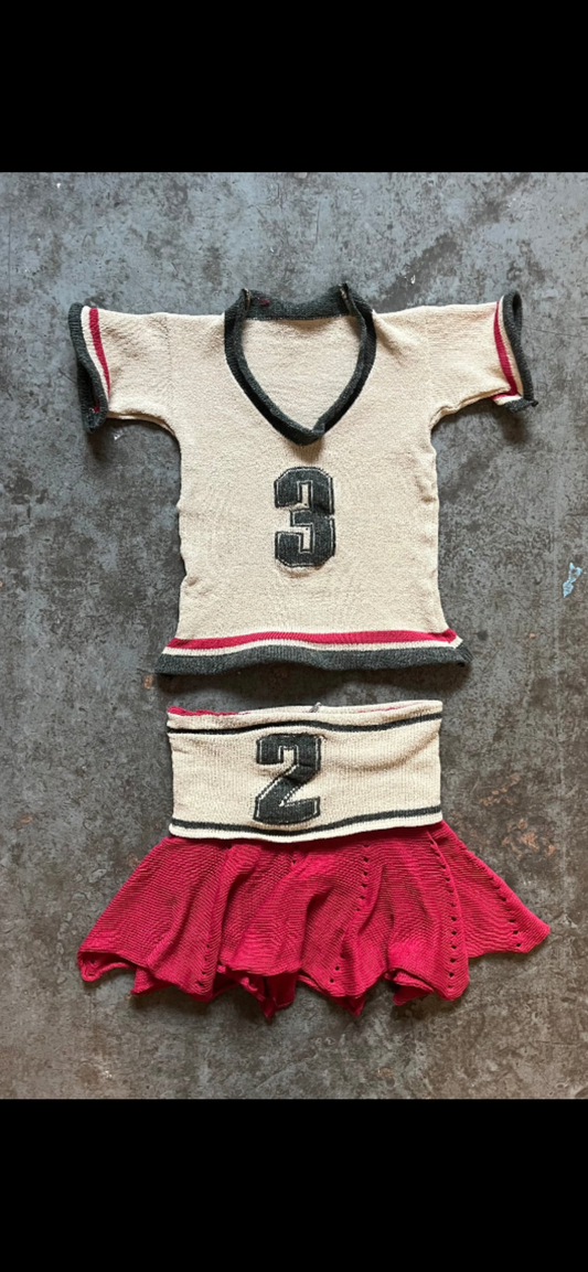 Custom listing - beige/red set, yellow/navy tank top