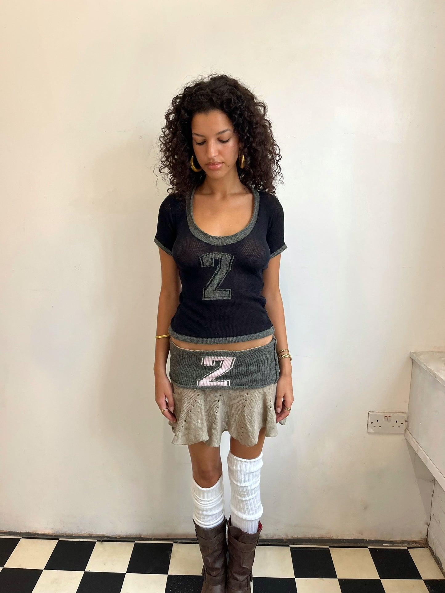 Custom knit football T-shirt