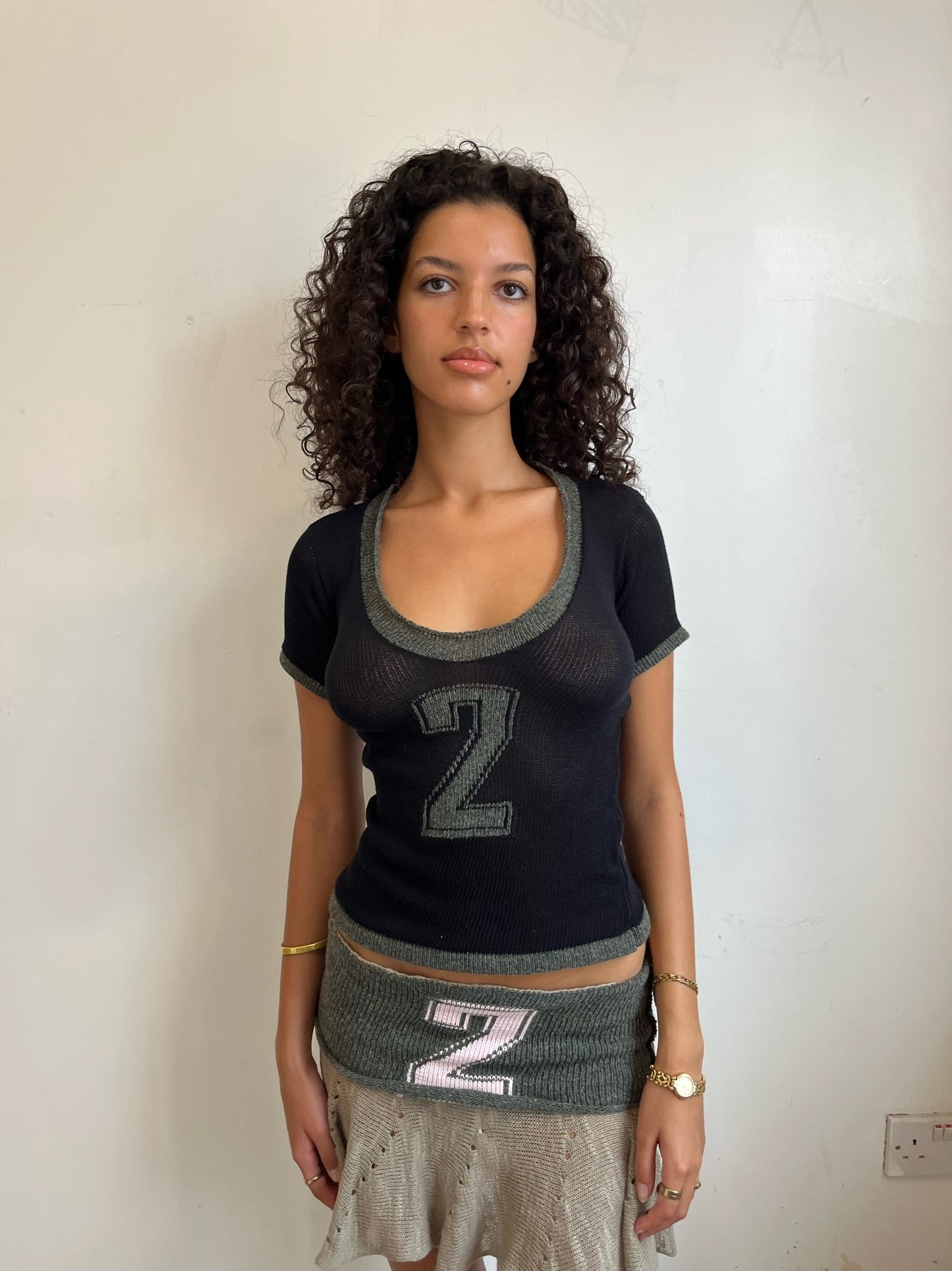 Custom knit football T-shirt