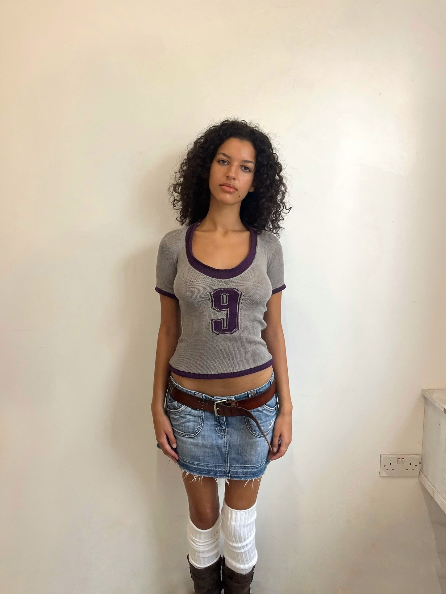 Custom knit football T-shirt