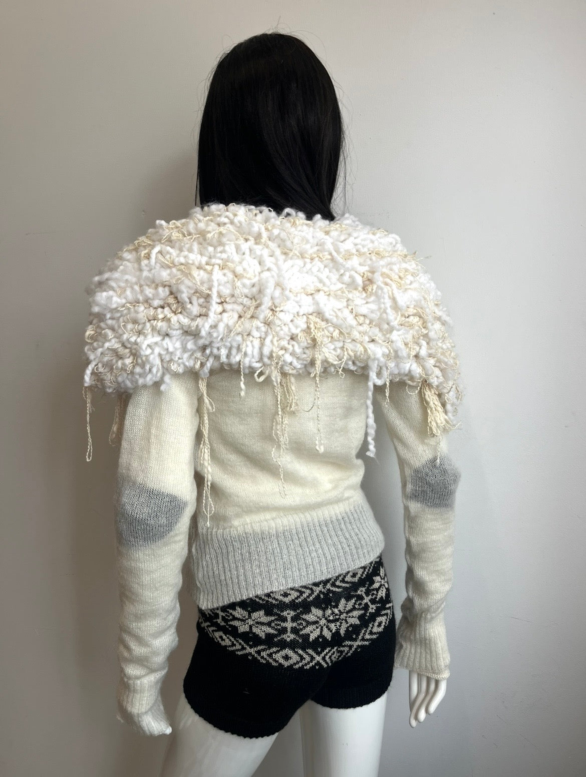 Mohair Shaggy Cardigan- ivory