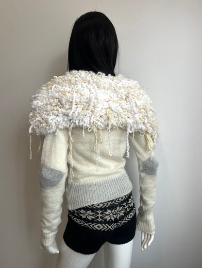 Mohair Shaggy Cardigan- ivory