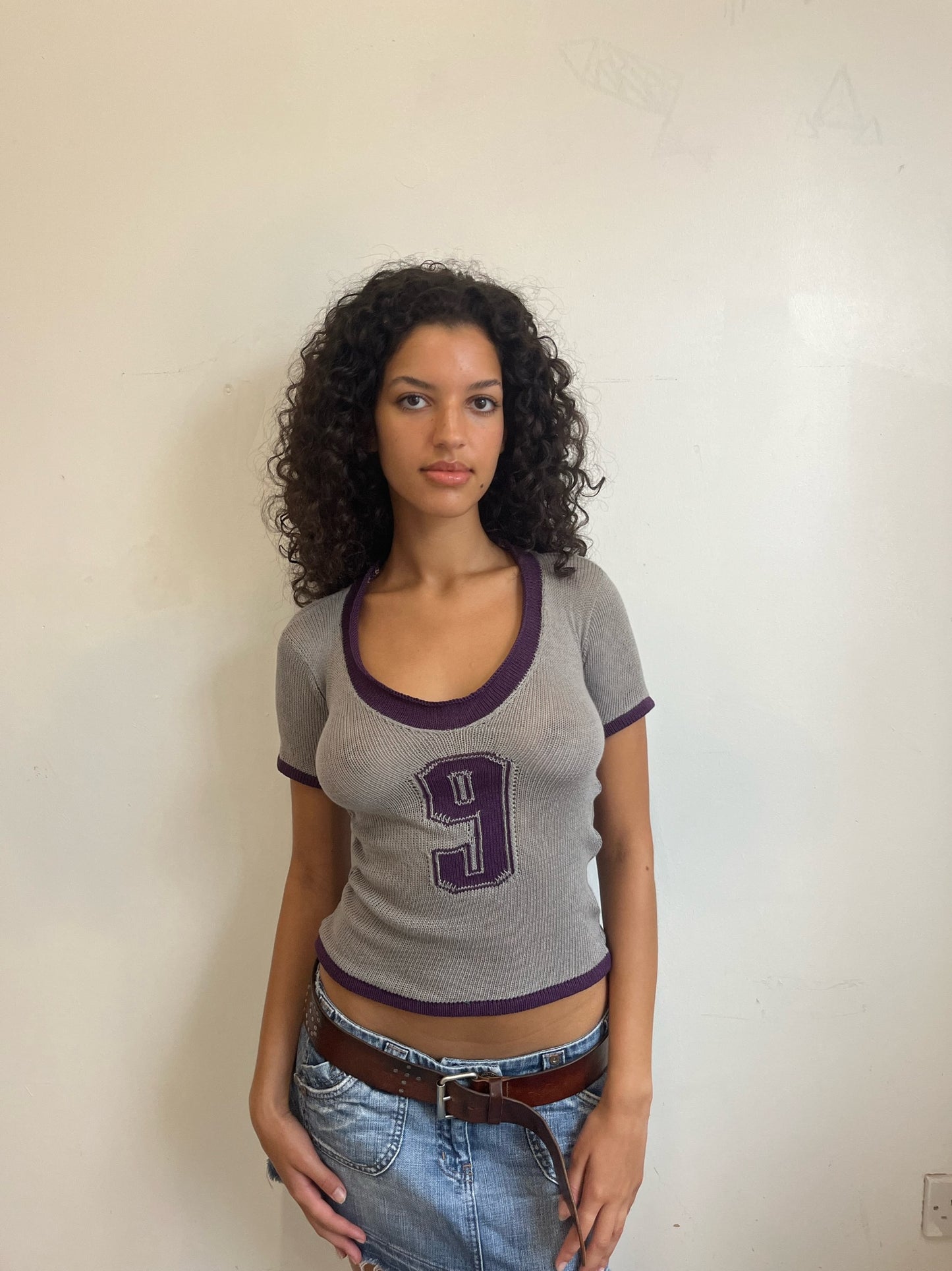 Custom knit football T-shirt