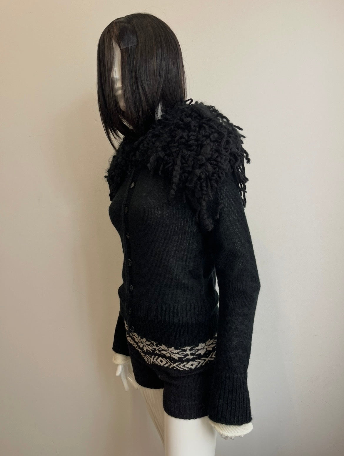 Mohair Shaggy Cardigan- black