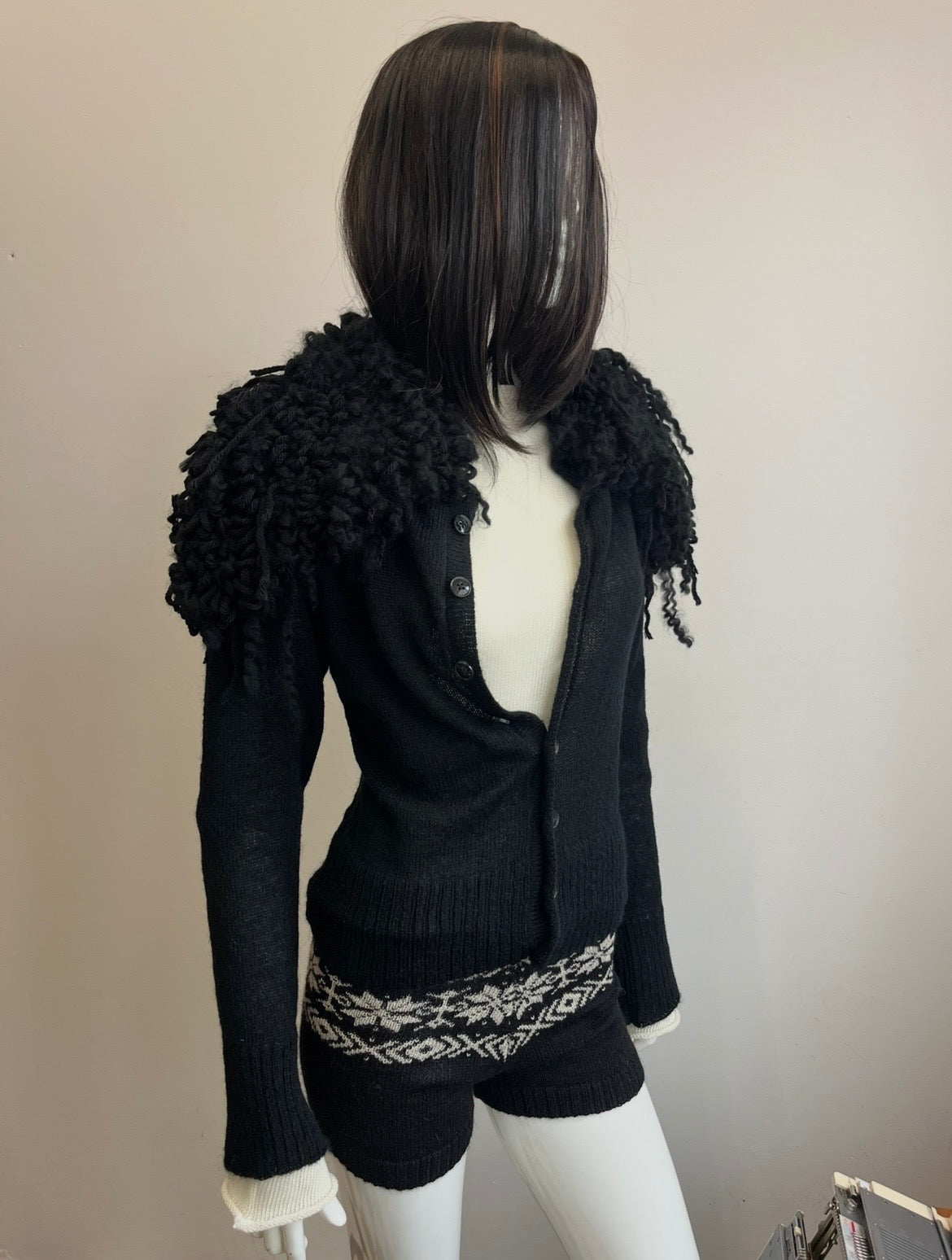 Mohair Shaggy Cardigan- black