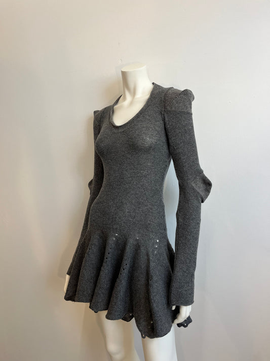 Grey ruffle mini dress