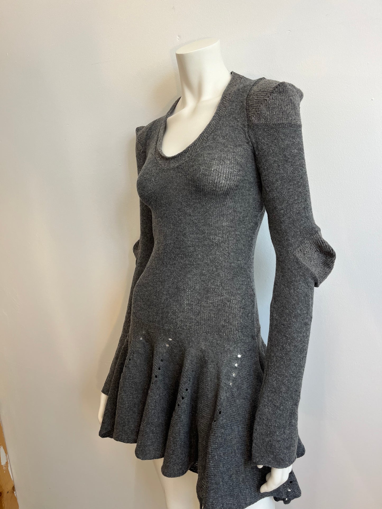 Grey ruffle mini dress