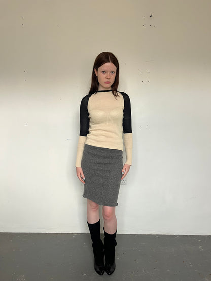 Raglan blouse- cream/black