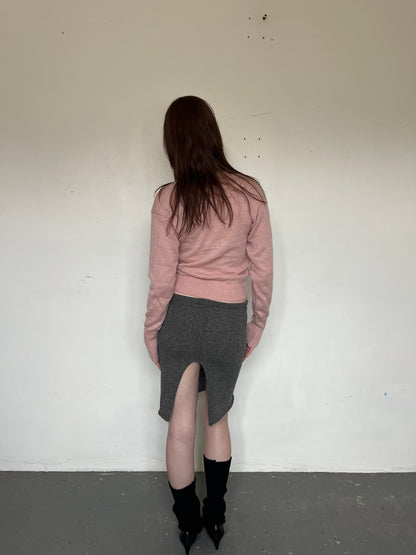 Recycled wool slit pencil skirt