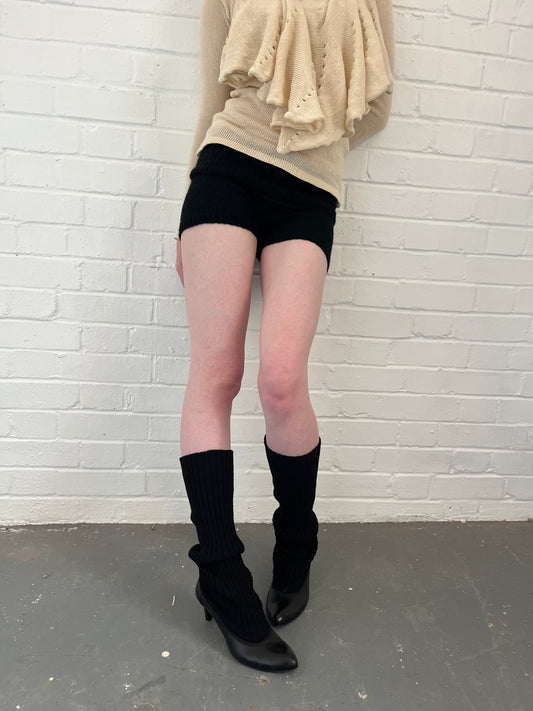 Mohair mini shorts- black
