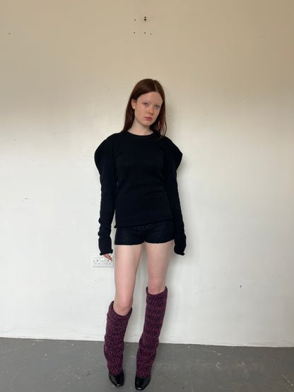 Mohair mini shorts- black