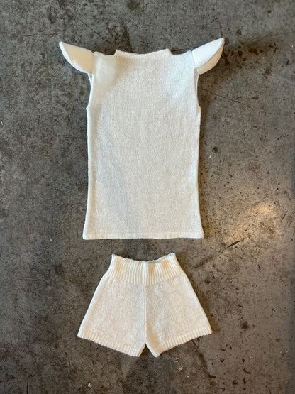 Mohair mini shorts - ivory