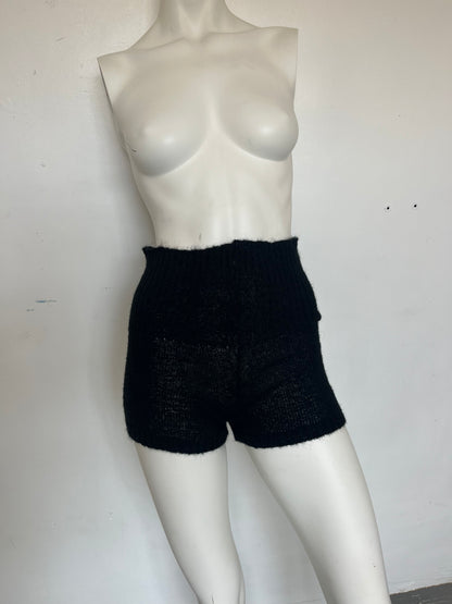 Mohair mini shorts- black