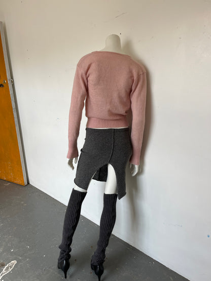 Recycled wool slit pencil skirt