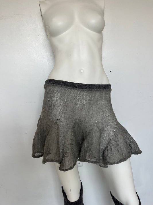 Sheer wool ruffle skirt