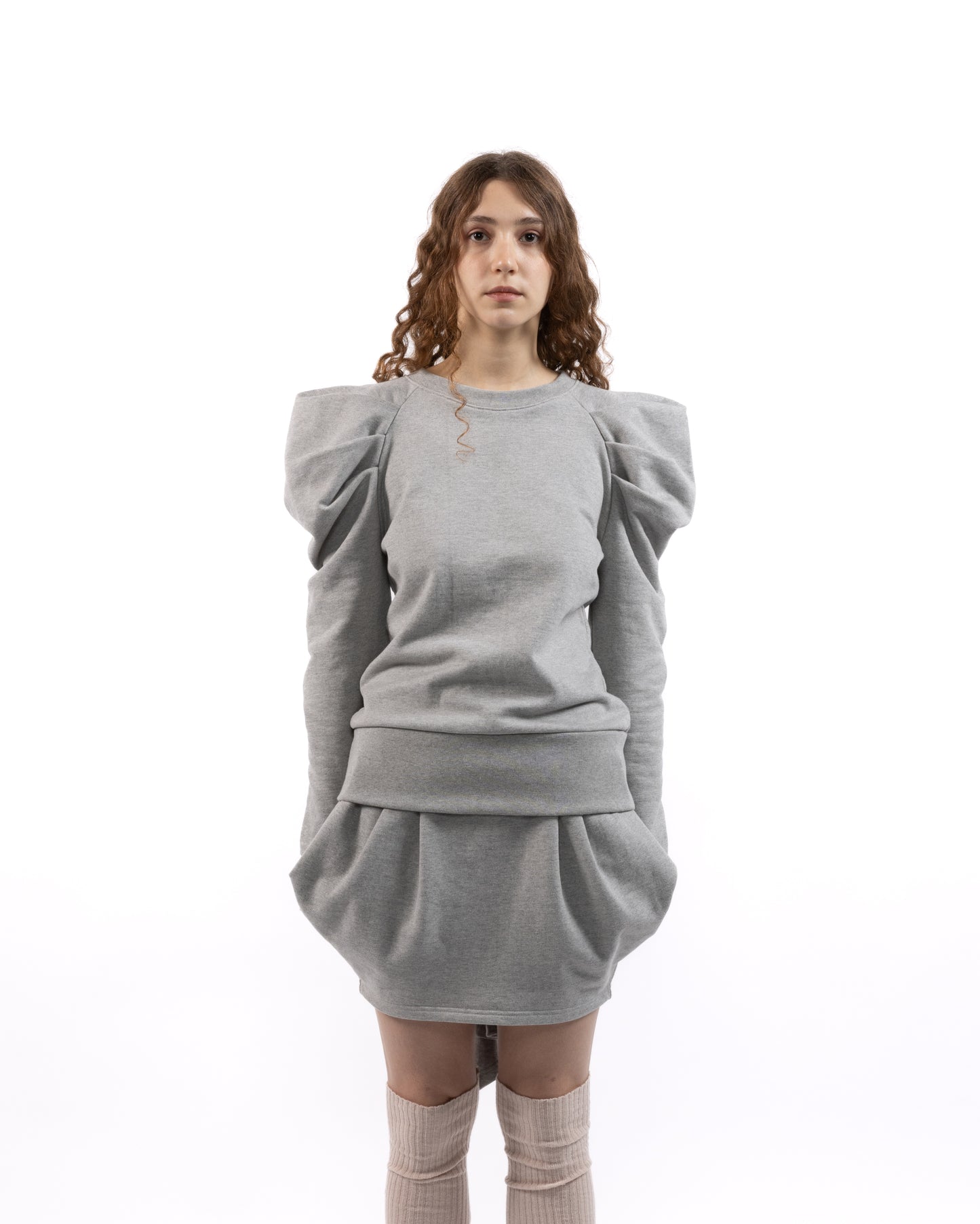 Pleated French Terry Sweatshirt