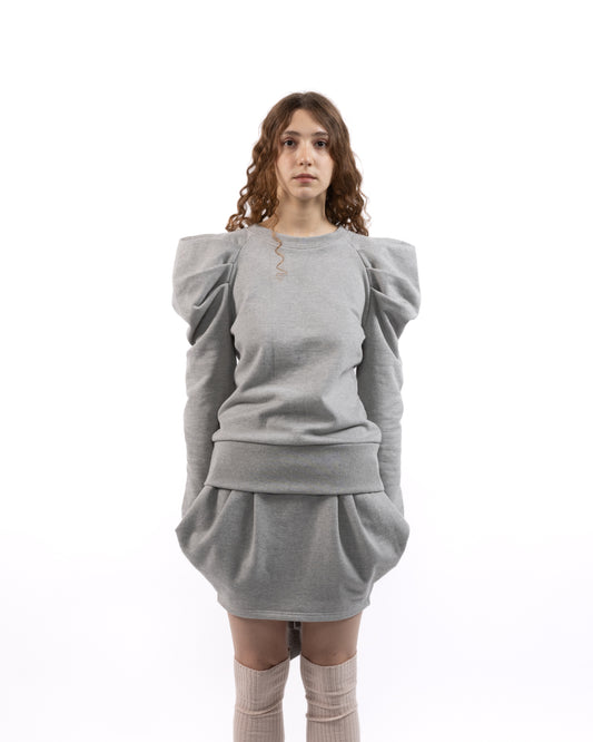 Pleated French Terry Sweatshirt