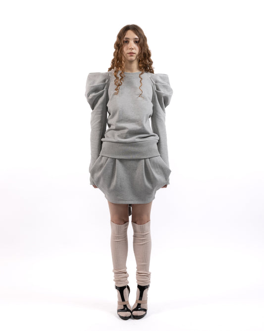 Pleated French Terry Sweatshirt